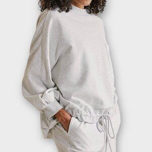 Nap Drawstring Hem Cotton Sweatshirt Cloud
